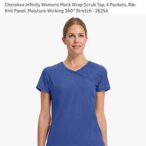 Free shipping! Cherokee Infinity Women's Mock Wrap Scrub top 2625A Galaxy Blue